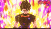 a cartoon character is standing in front of a fireball .