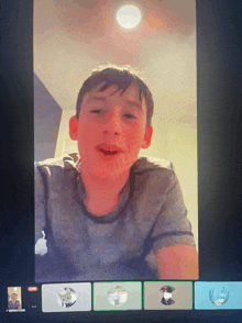 a boy is on a video call with a group of people and the word live is on the bottom right