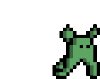 it is a pixel art of a green frog .