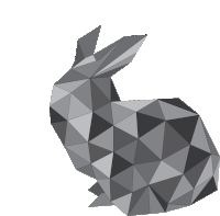 a rabbit made of triangles with a white background