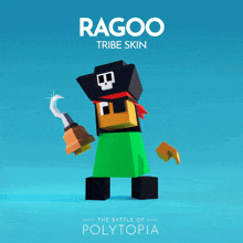 a poster for the battle of polytopia shows a pirate with a hook