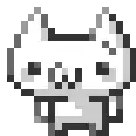 a pixel art of a cat with a red heart in its mouth