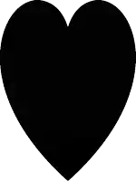 a black heart on a white background that looks like a silhouette