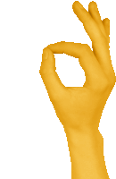 a yellow hand is making an okay sign with its fingers