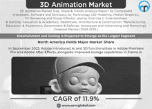 an advertisement for a 3d animation market with a picture of a boy in a baseball cap