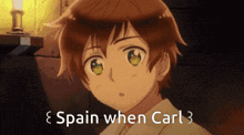 a picture of a boy with the words spain when carl 3 on it