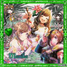 a collage of anime girls with marika written on the bottom