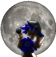 a pixel art drawing of a person singing in front of a full moon