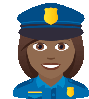 an illustration of a female police officer with a badge on her hat