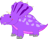 a cartoon drawing of a purple triceratops