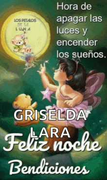 a picture of a fairy with the name griselda lara feliz noche bendiciones