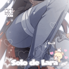 a picture of a girl with the words solo de lara written on it