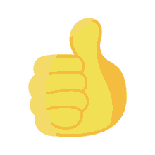 a yellow thumbs up icon with a white background