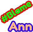 a sticker with the name ann and the word blame on it