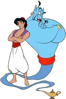 a cartoon drawing of aladdin and the genie from aladdin