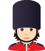 a cartoon illustration of a man wearing a black hat and a red uniform