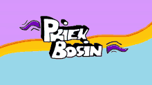 a logo for prick bosin with a purple and yellow background