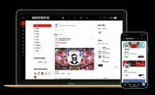 a macbook and a cell phone are open to a website called obsvrv16