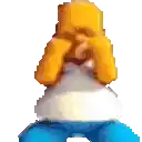 a pixel art of homer simpson wearing a white shirt and blue jeans