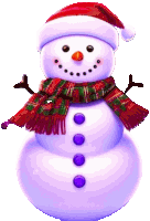 a snowman with a santa hat and scarf on