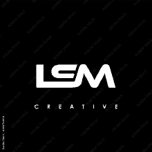 lsm letter logo design with a black background .