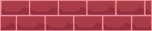 a row of red bricks with a city skyline on them