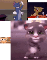 a collage of tom and jerry cartoons and a talking tom