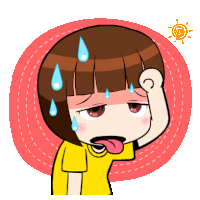 a cartoon of a girl with sweat coming out of her head