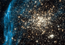 a cluster of stars with a blue background