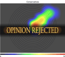 a sign that says opinion rejected with conservatives in the upper left corner