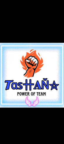 a logo for tashan power of team with a fist on it