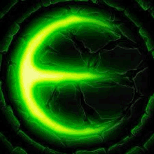 a green circle with a letter e inside of it