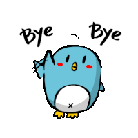 a drawing of a penguin with the words bye bye below it