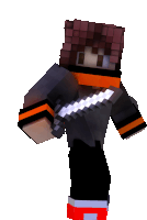 a minecraft character is holding a sword