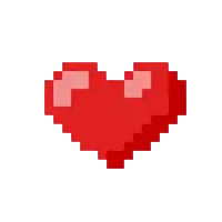 a red pixelated heart with a white background