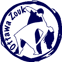 a logo for ottawa zouk shows a man carrying a woman on his back