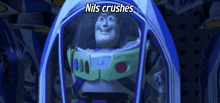 a toy story character named buzz lightyear is sitting in a spaceship