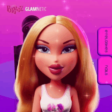 a picture of a bratz doll with a pink background