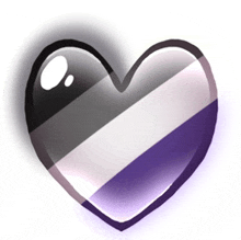 a heart with a purple white and black flag inside of it