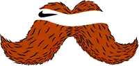 a cartoon drawing of a mustache with a nike logo