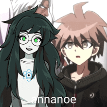 a drawing of a girl and a boy with the word annanoe in the corner