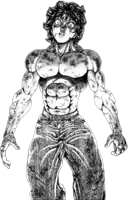 a black and white drawing of a man with muscles on his arms