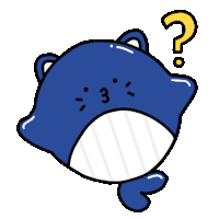 a blue cat with a question mark on its head