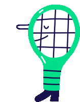 an illustration of a tennis racket with a face on it