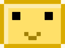 a pixel art illustration of a yellow smiley face