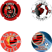 four circles with one that says somos flamengo and one that says super nacao