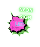 a neon sign that says art led istic in blue