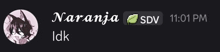 a screenshot of a chat with naranja idk
