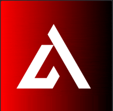 a red background with a white triangle in the middle