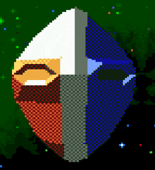 a pixel art drawing of a face with a beard